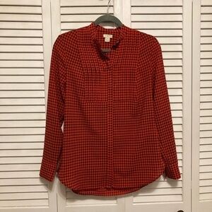 J. Crew Red And Black Checkered Button Down Shirt Size Extra Small